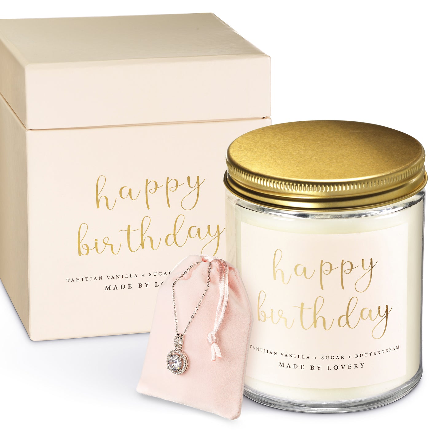 Birthday Gifts for Women - 3pc Bday Candle with Necklace & Pouch