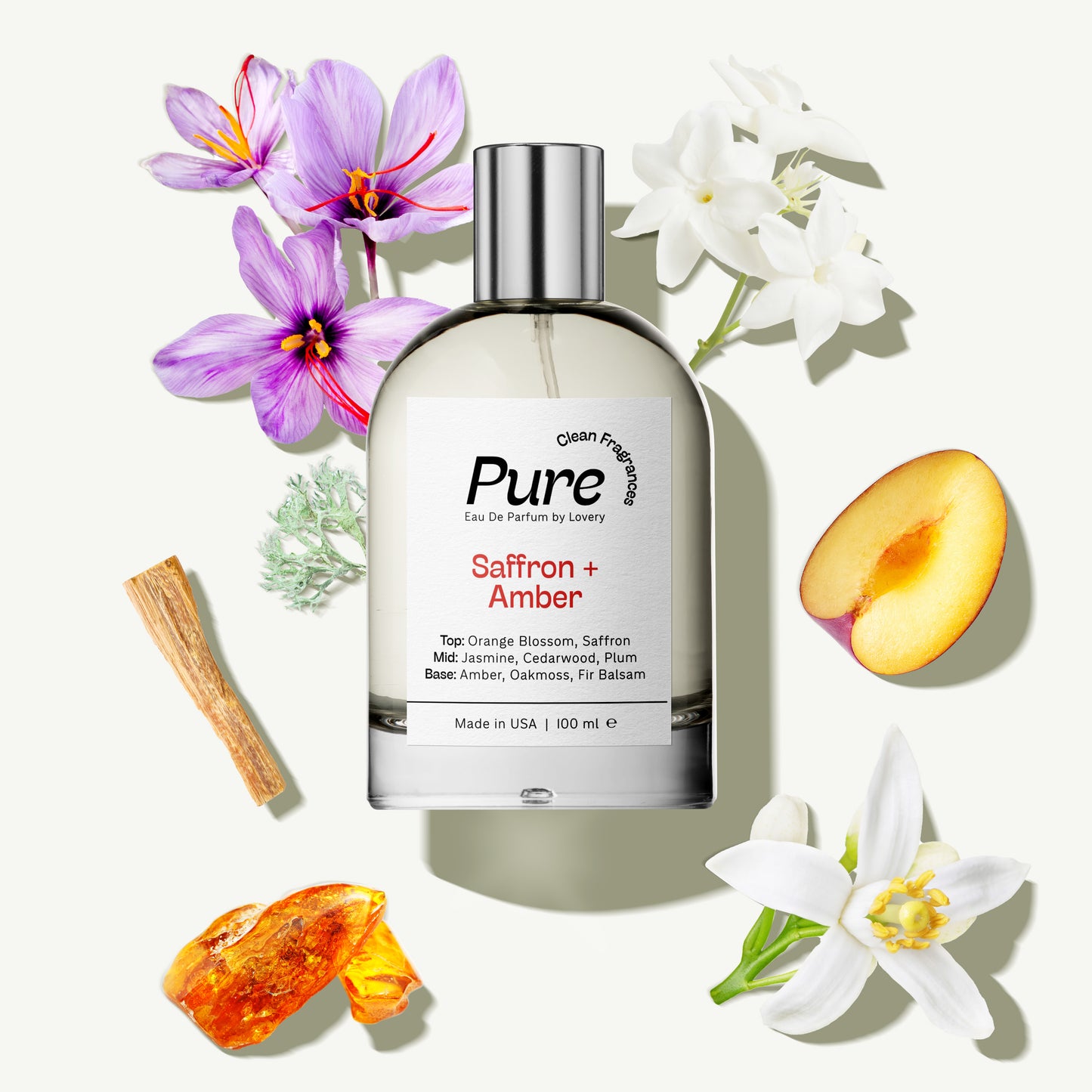 Pure Saffron & Amber Eau de Parfum Inspired by Baccarat Rouge 540 Perfume, 3.38 fl oz Spray - Made in France