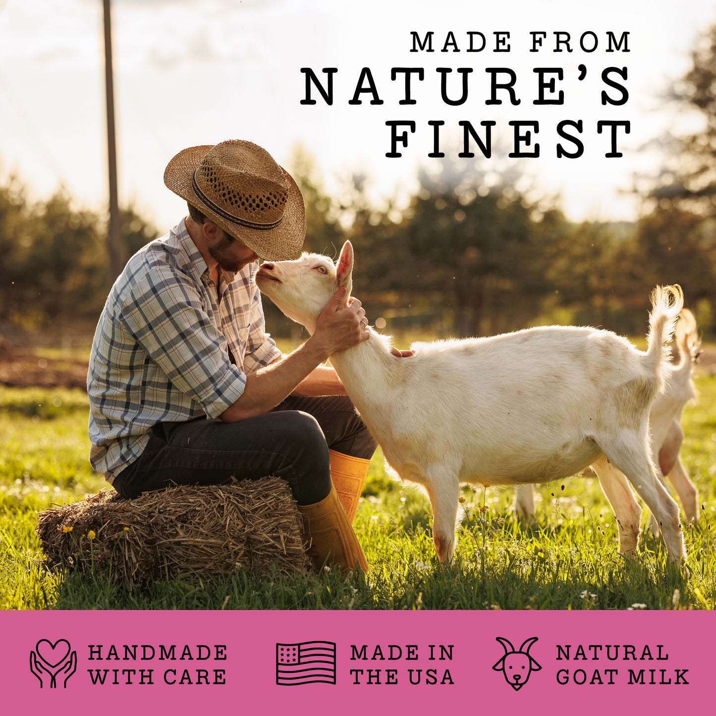 Handmade Goat Milk Soap Bars with Organic Shea Butter - 3Pack Hydrangea Rose Scent Made in USA