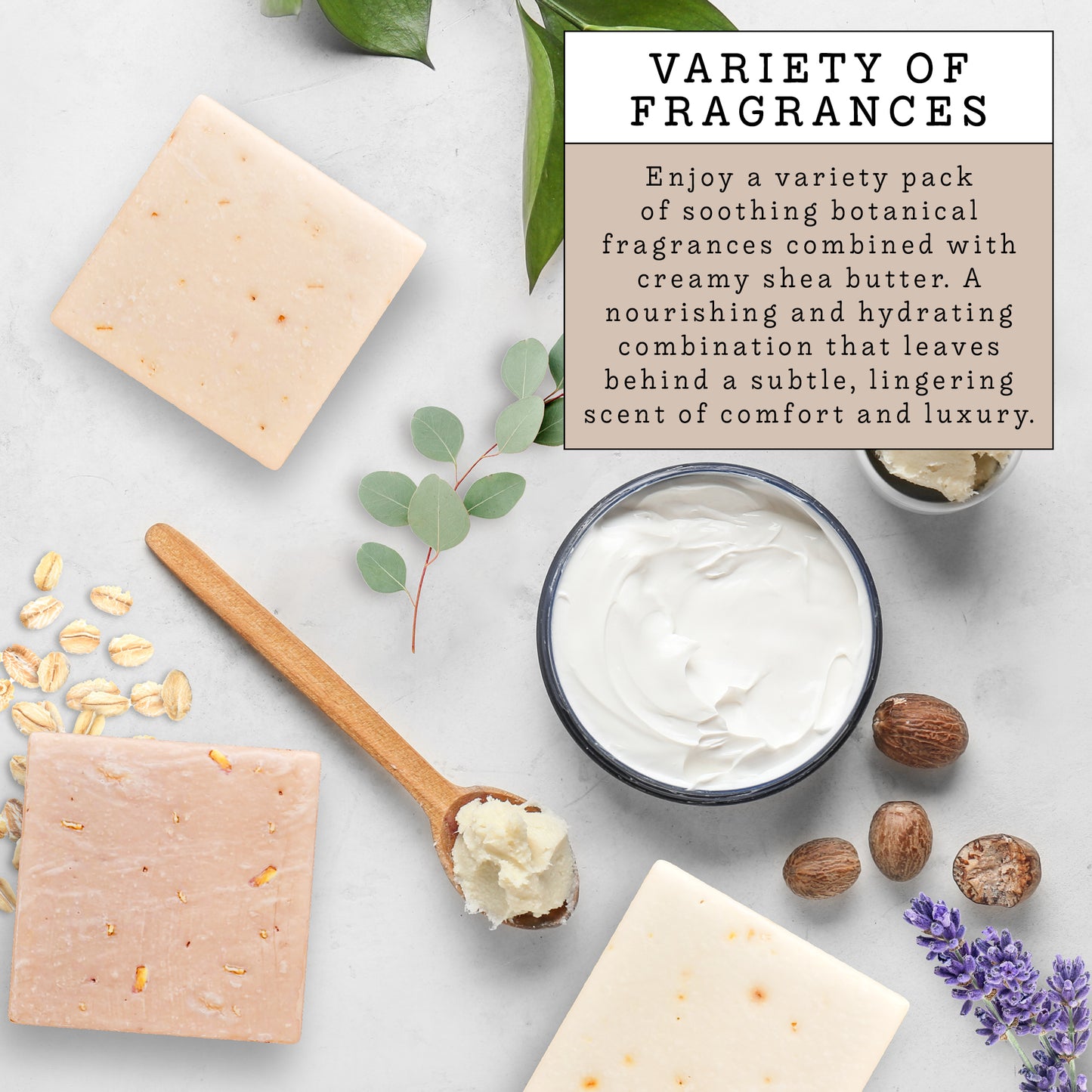 Handmade Goat Milk Soap Bars with Organic Shea Butter - 3Pack Oatmeal, Eucalyptus Lavender, Patchouli Sandalwood Scents Made in USA