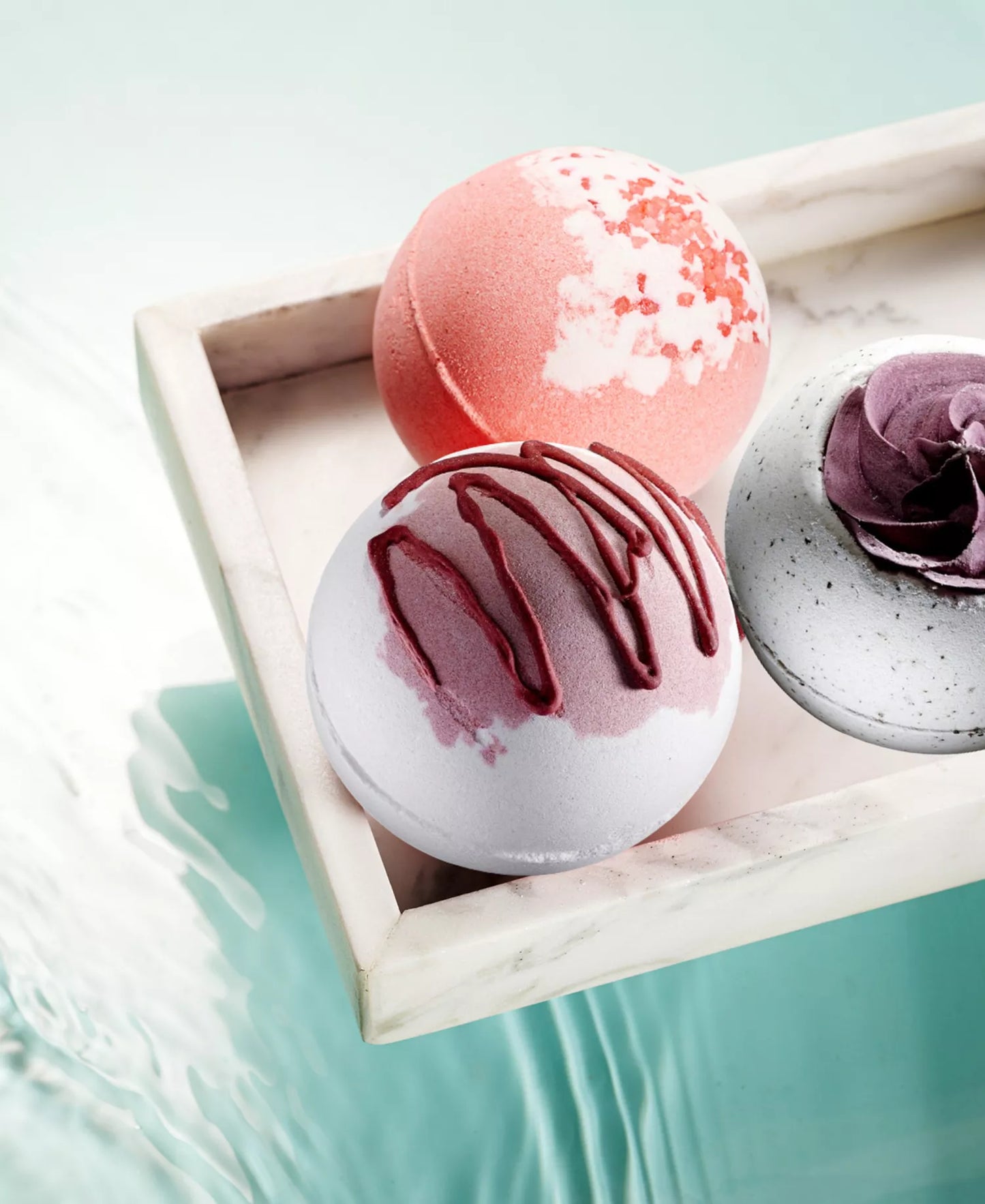 3pc Hand Decorated Bath Bombs in Coffee, Strawberry & Ice Cream Scents
