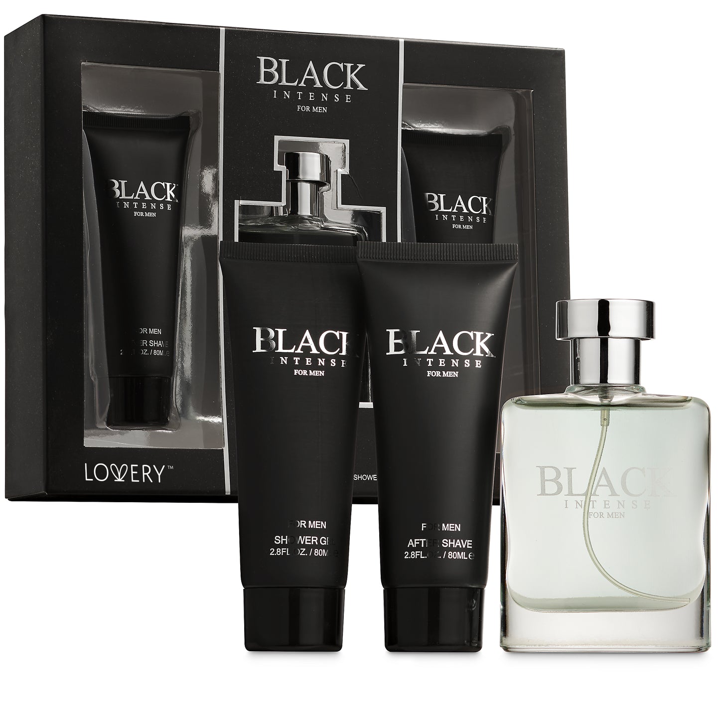 Black Intense Men's Bath & Body Home Spa Gift – 3Pc Beauty Set