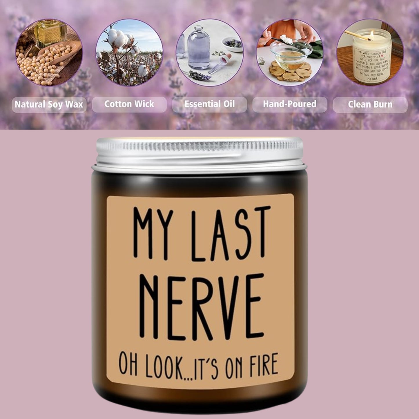 Lovery Birthday Gifts for Women, Funny Gifts for Best Friend Women - My Last Nerve Candle - Unique Birthday Gifts for Women, Her, Mom, BFF, Sister
