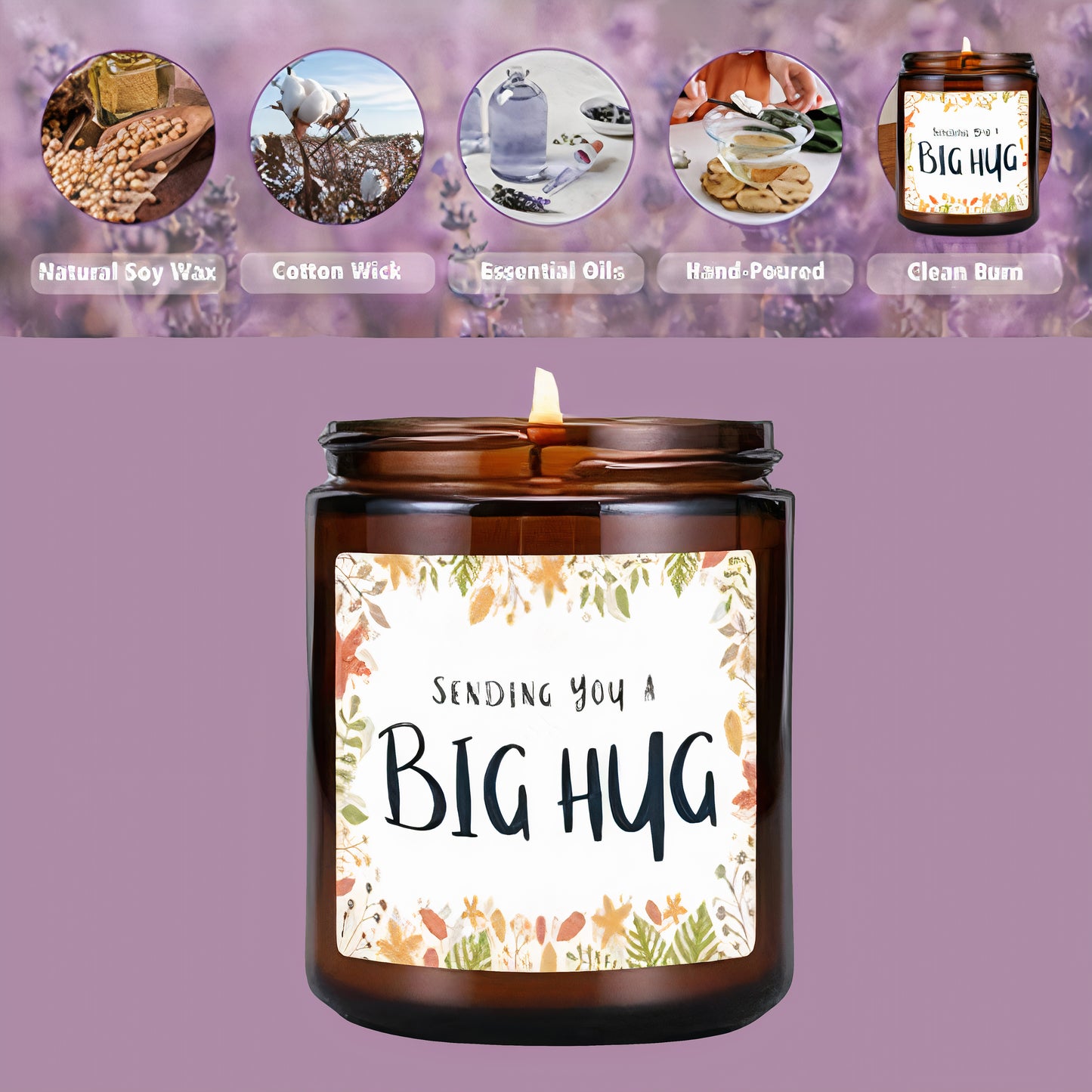 Lavender Scented Candle Gifts for Women Men,Thinking of You Gift, Thank You Gift, Get Well Soon Gifts for Women Men, Birthday Condolence Miss You Christmas Gifts for Women MenFriend