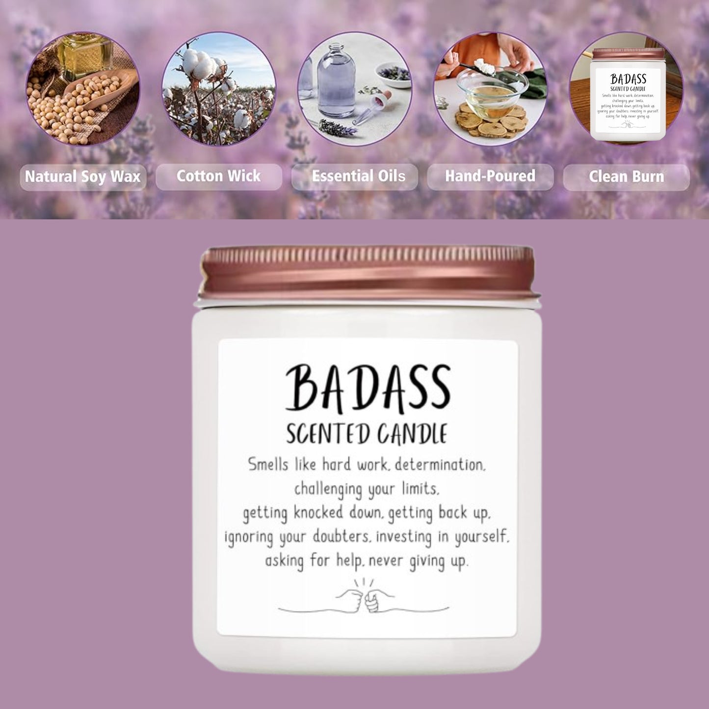 Congratulations Gifts for Women Men, Inspirational Gifts for Women or Men, Friends Coworkers, Birthday Gifts for her Boss Lady, New Job, Promotion Gifts for Women Men,10oz Badass Scented Candle