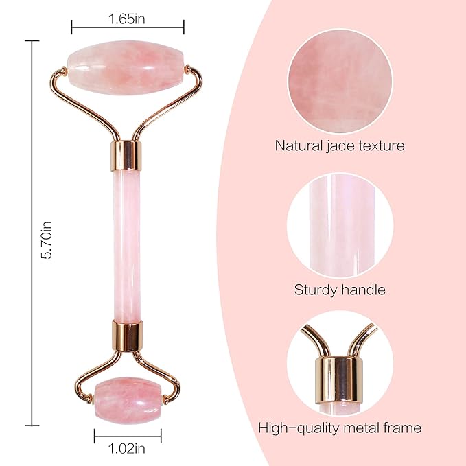 Rose Quartz Roller - Anti-Aging Face, Eye & Body Beauty Roller