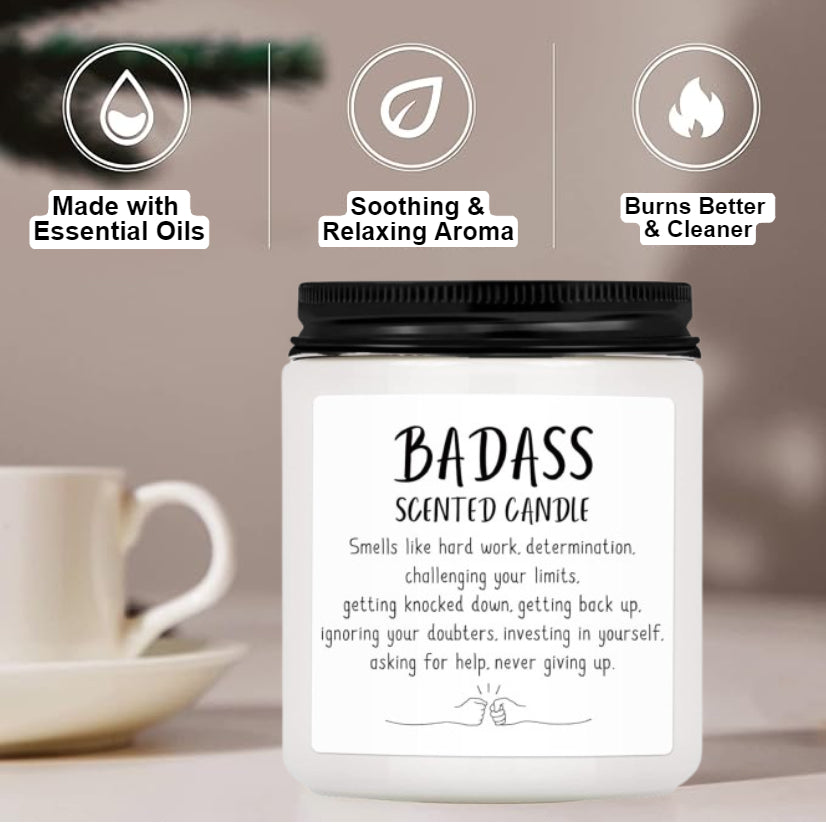 Congratulations Gifts for Women Men, Inspirational Gifts for Women or Men, Friends Coworkers, Birthday Gifts for her Boss Lady, New Job, Promotion Gifts for Women Men, 10oz Badass Scented Candle
