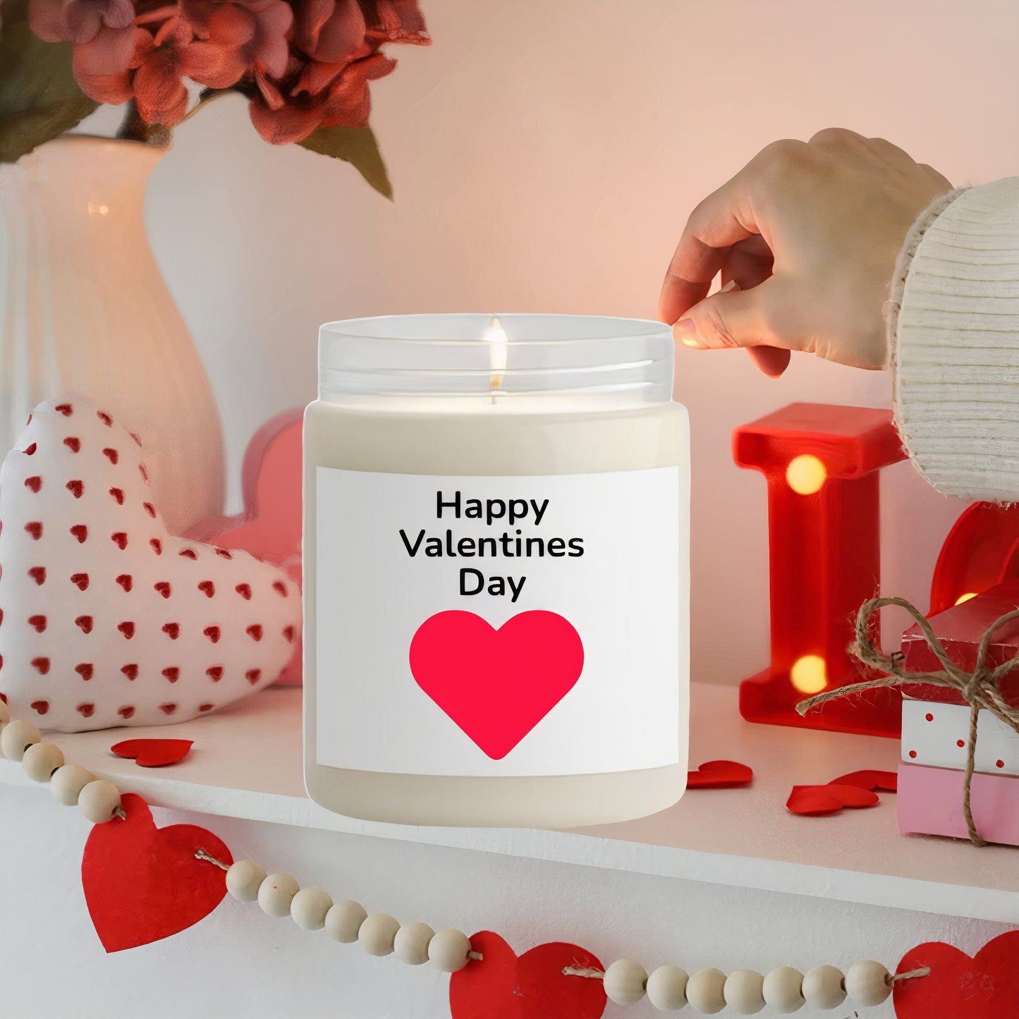 "Happy Valentines Day" Candle - 10oz Vanilla Scented Soy Wax Candle