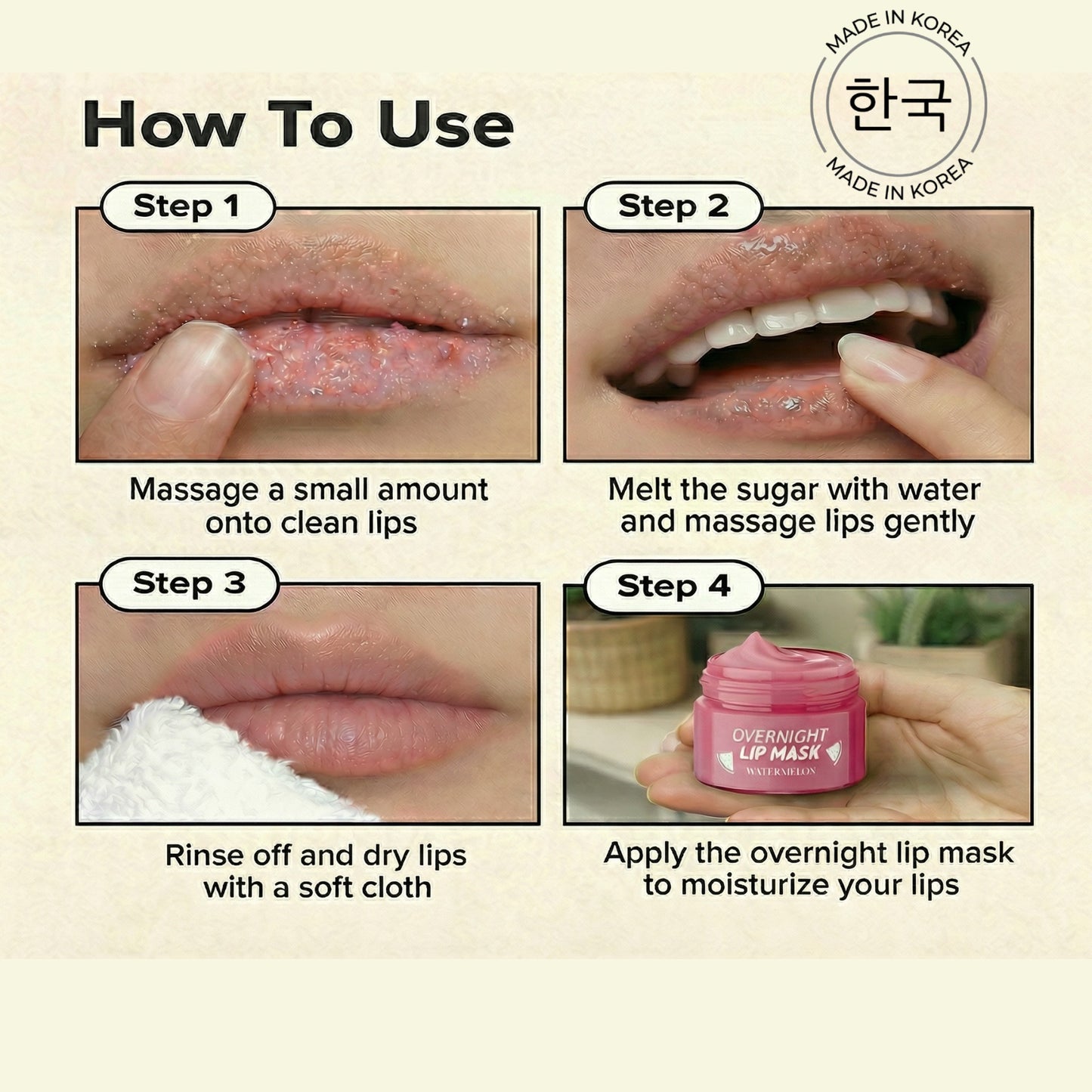 Korean Lip Care Duo Set - Mango Vanilla Exfoliating Lip Scrub & Watermelon Overnight Lip Mask