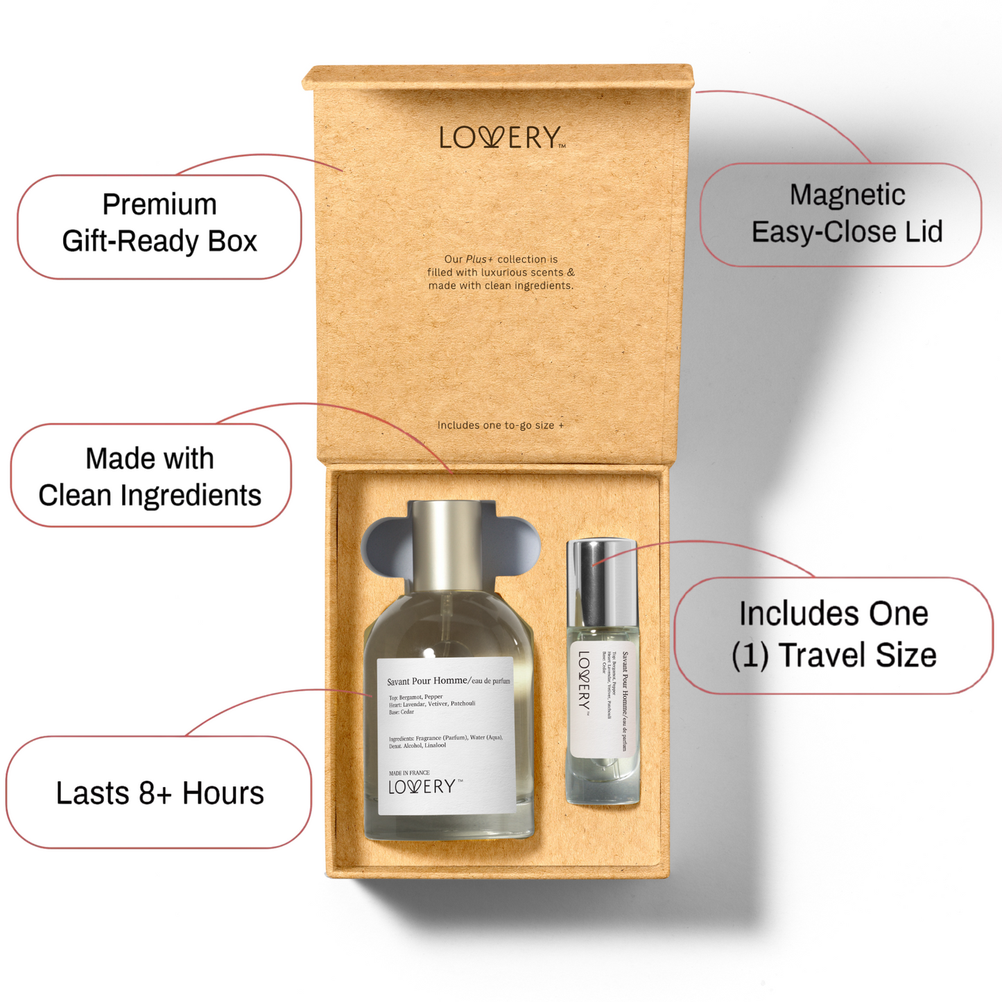 LoveryPlus Savant Pour Homme Eau de Parfum 2pc. Fragrance Gift Set - Inspired by Dior Sauvage, 3.4 fl oz Perfume Spray