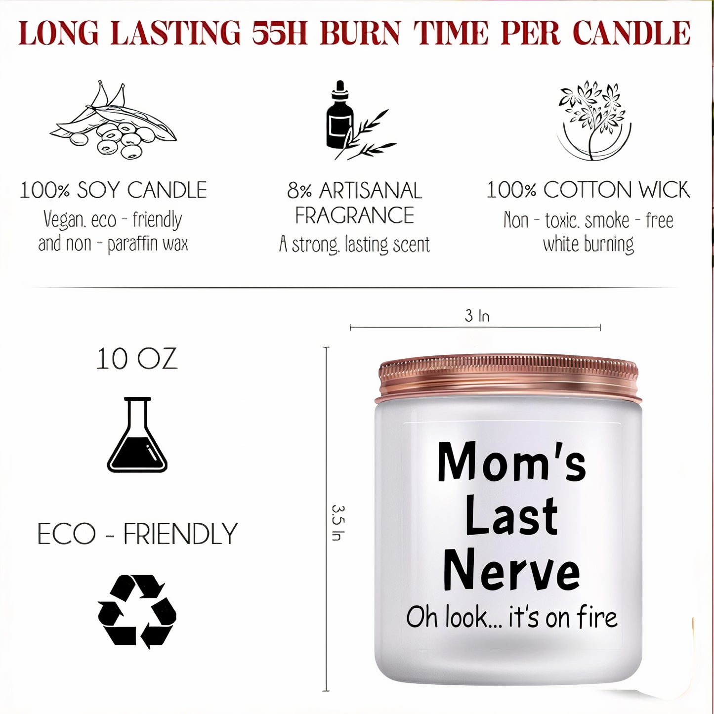 "Mom Last Nerve" Candles - 9oz Vanilla Scented Soy Wax Candle