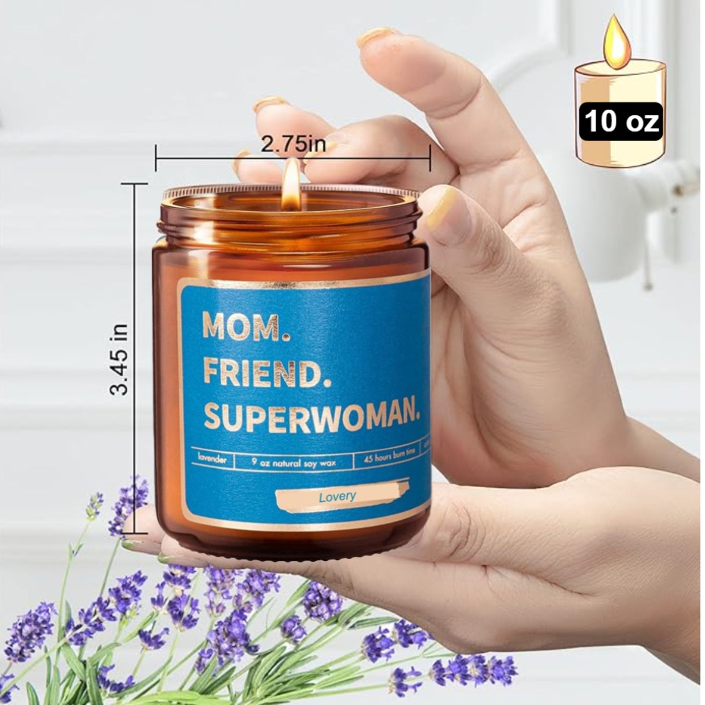 "Mom, Friend, Superwoman" Candles - 9oz Lavender Scented Soy Wax Candle