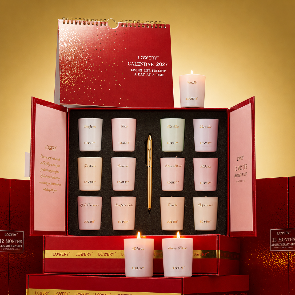 2026 Advent Calendar Candle Gifts – 12Pc Aromatherapy Scented Candles, Pen & Calendar