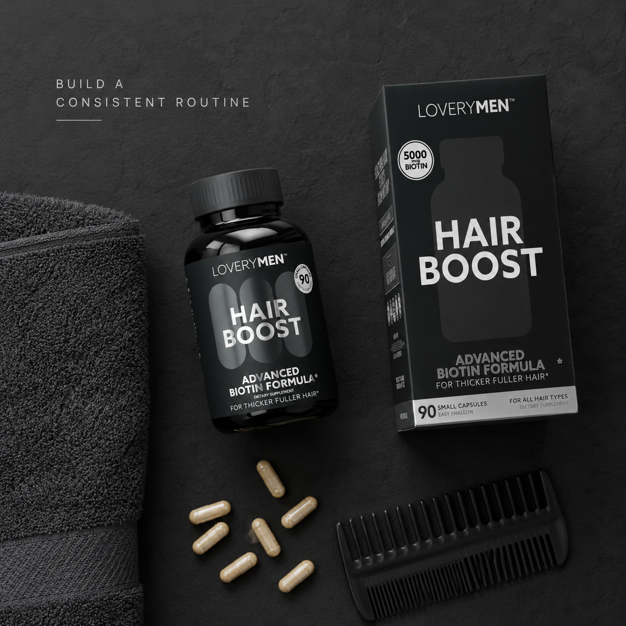 LoveryMen Beard Growth Supplement – Advanced Formula with Biotin, MSM – Thicker, Fuller Beard Support – 90 Capsules – Made in USA