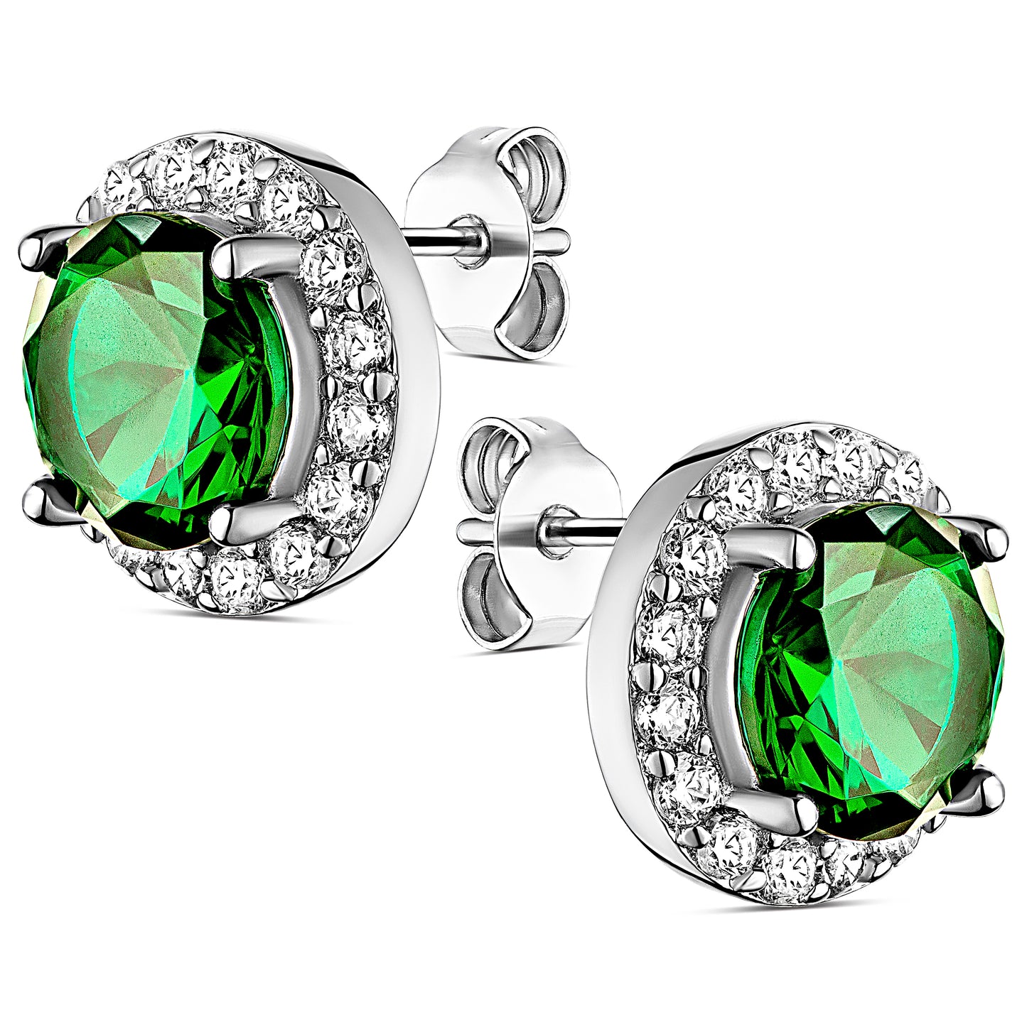 Sterling Silver Emerald Stud Earring with Pouch, Bath Bomb & Gift Box