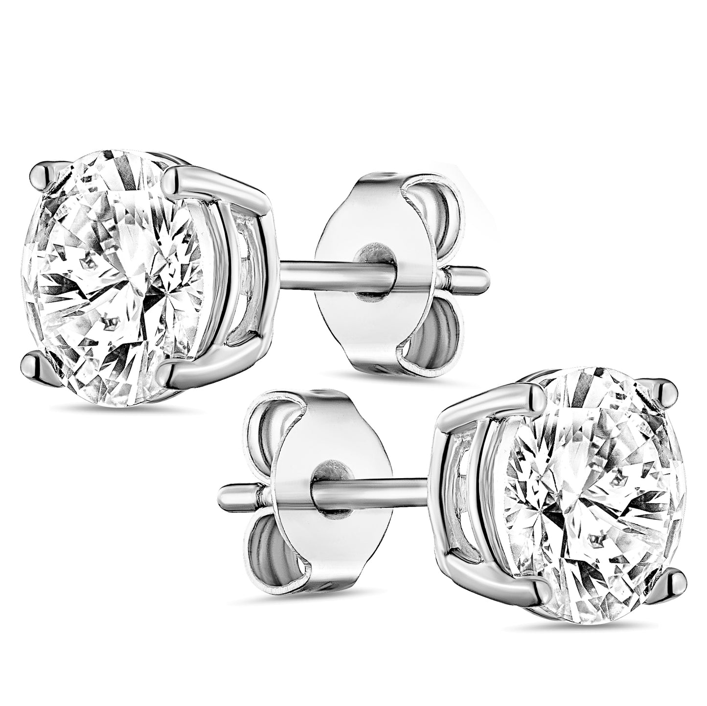 Sterling Silver Solitaire CZ Stone Earring with Pouch, Bath Bomb & Gift Box