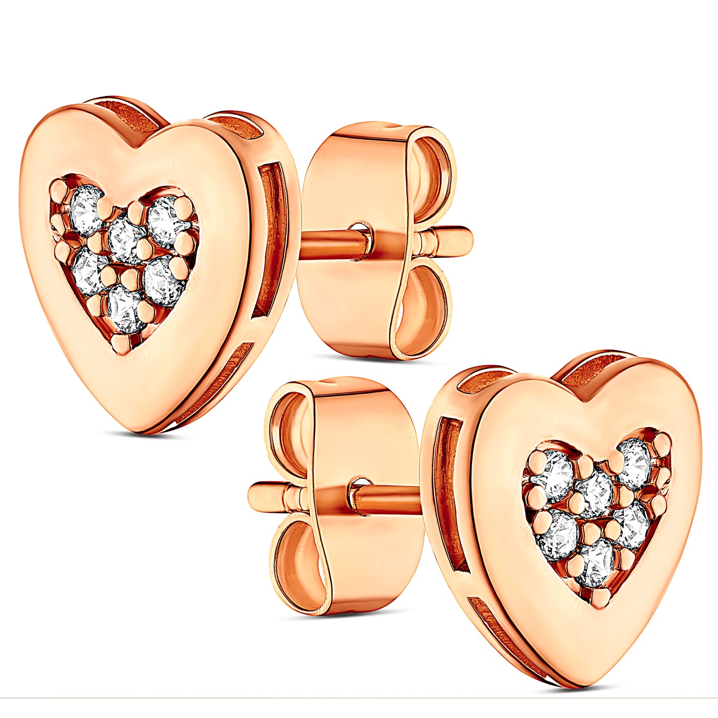 14K Rose Gold Plated Heart Earring with CZ Stones, Pouch, Bath Bomb & Gift Box