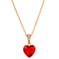 14K Gold Plated Ruby Stone Heart Pendant & Necklace Chain with Pouch, Bath Bomb & Gift Box