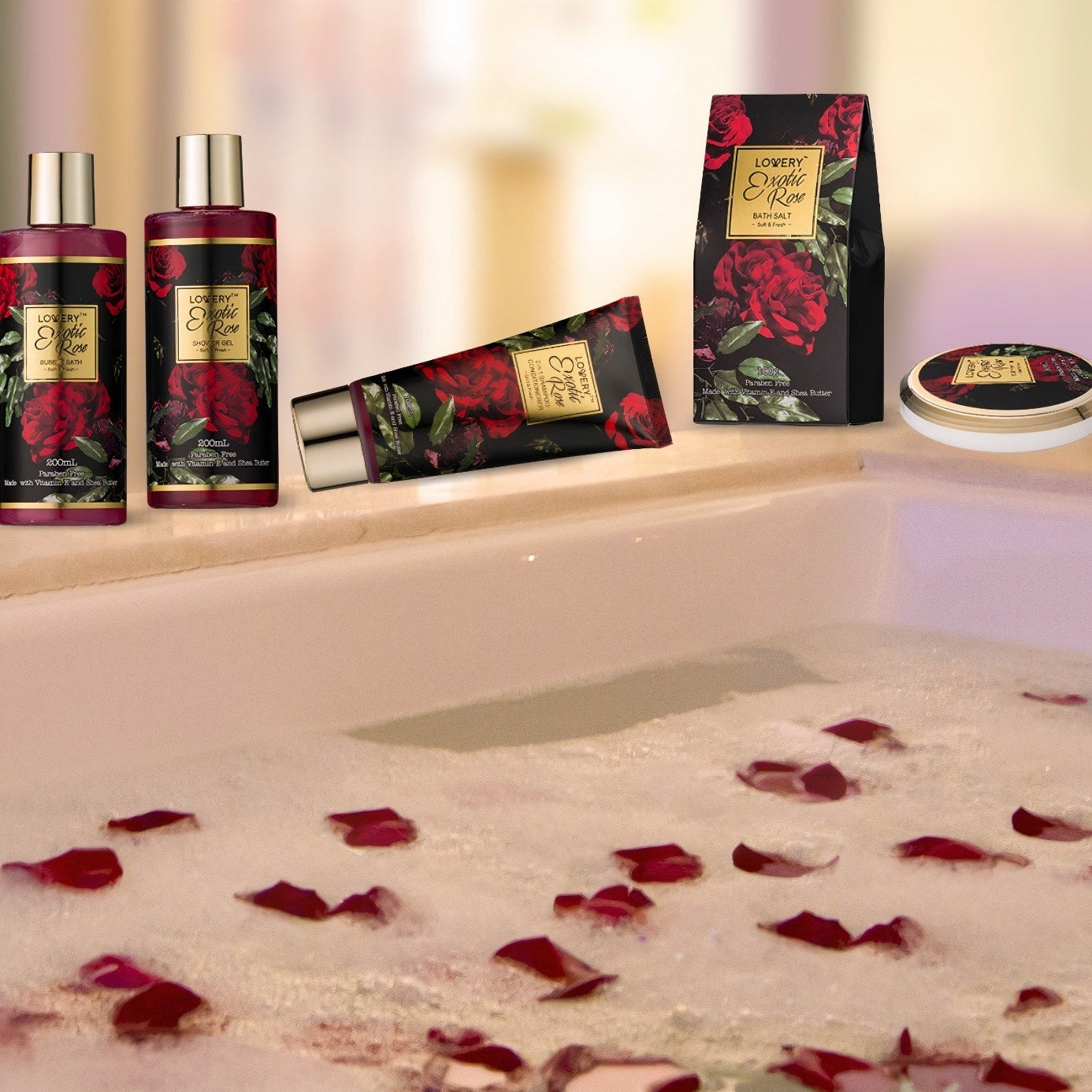 Luxury Red Rose and Exotic Rose Spa 48-Piece Gift Basket