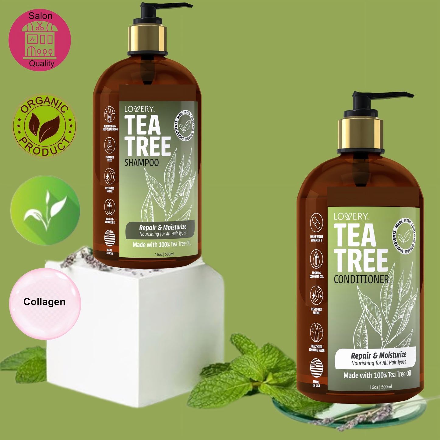 Tea Tree Shampoo - 16oz Organic Hair Care Made in USA