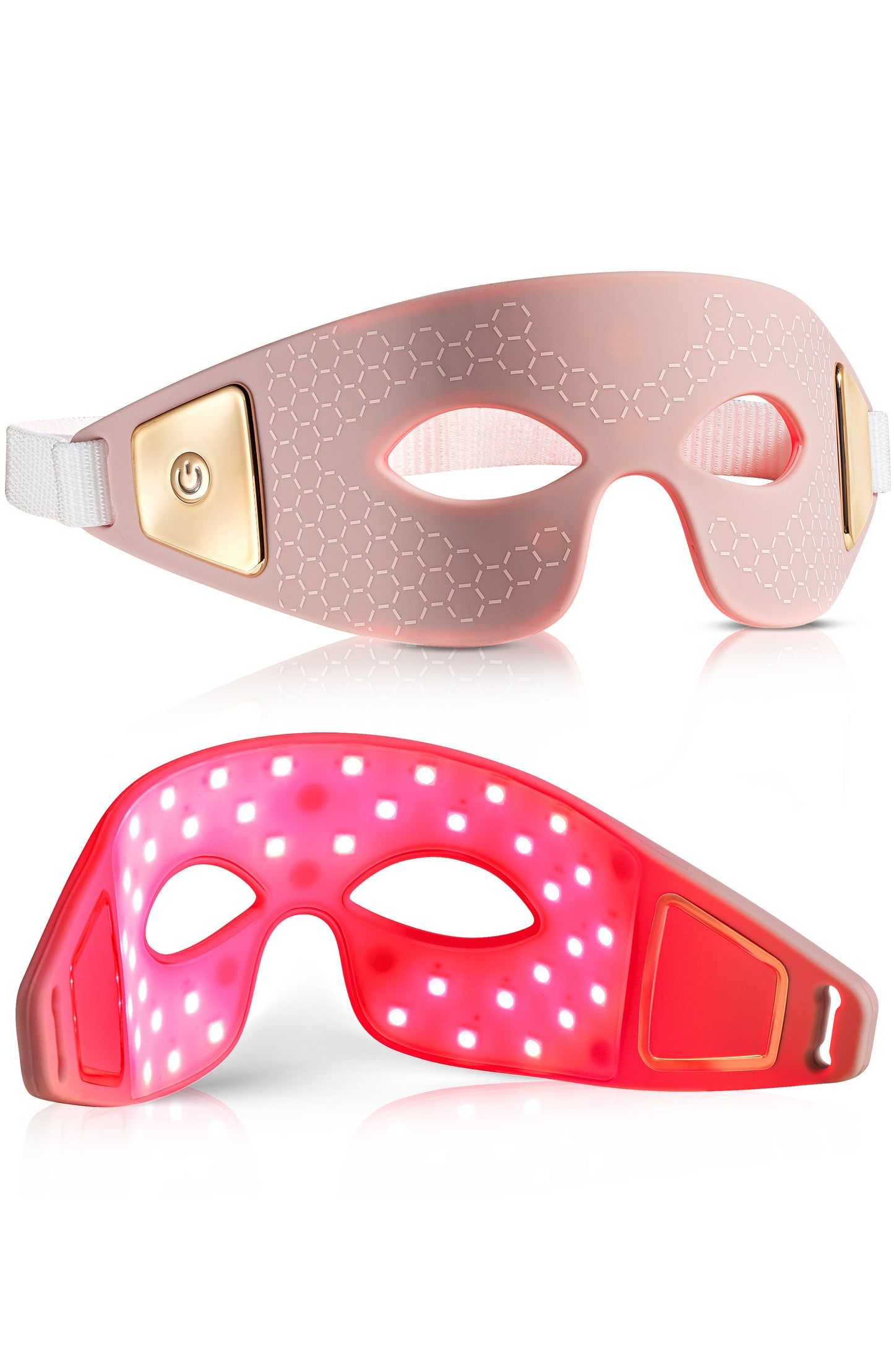 Eye Recovery Pro LED Light Therapy Eye Mask - Red & Near-Infrared Light for Puffiness, Dark Circles & Eye Rejuvenation - Pink Silicone
