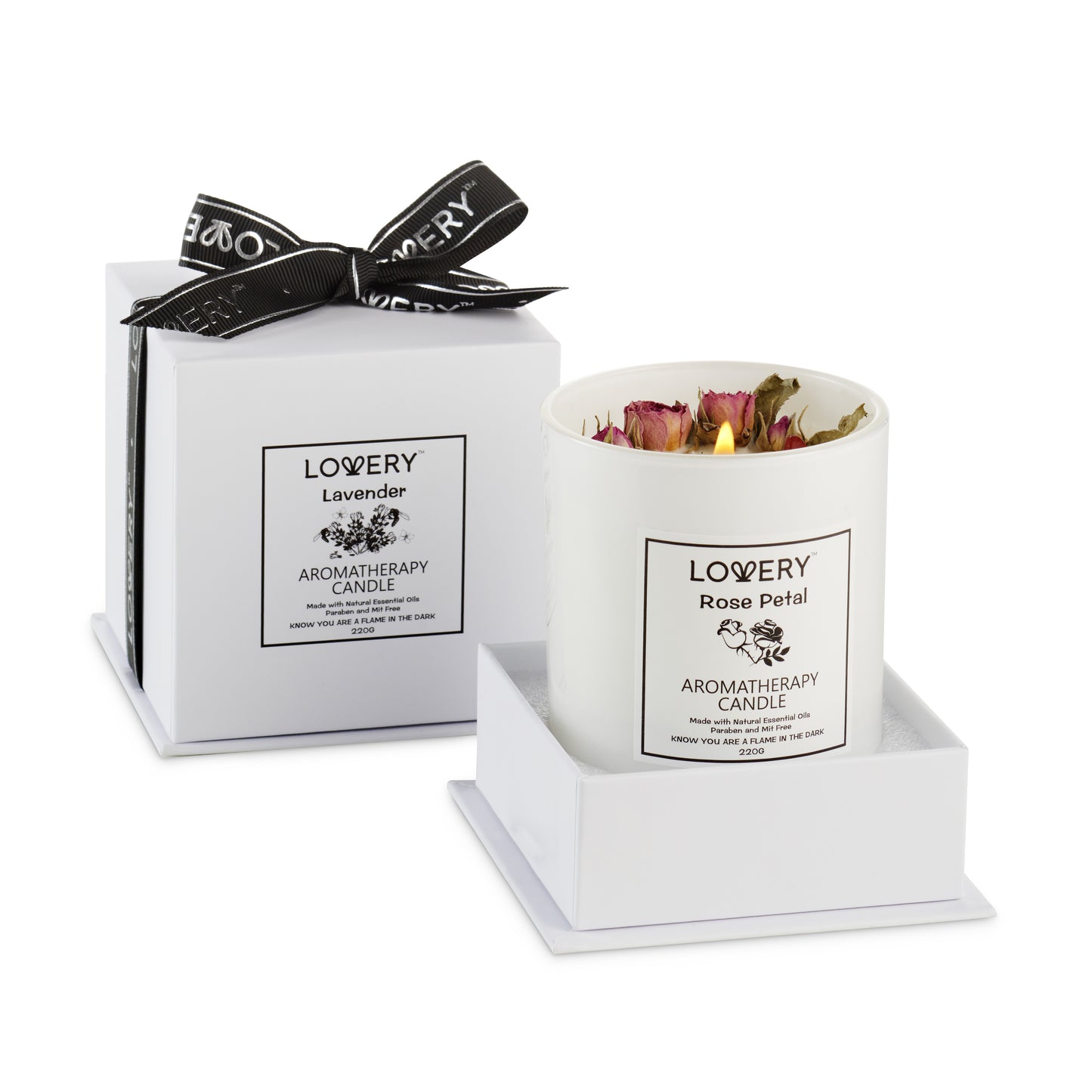 Rose Scented Candle with Dried Flowers - 9oz Soy Wax Home Candle