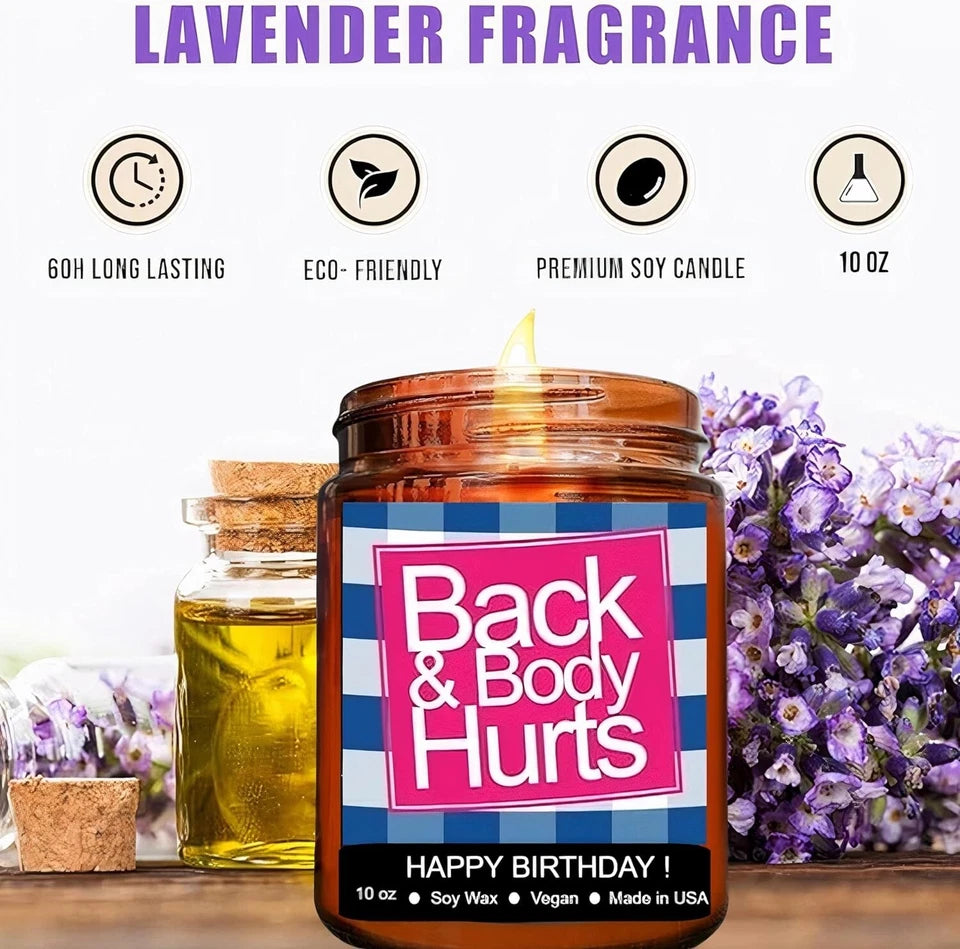 Funny Happy Birthday Candle, Gifts for Women & Men, Back & Body Hurts Candle