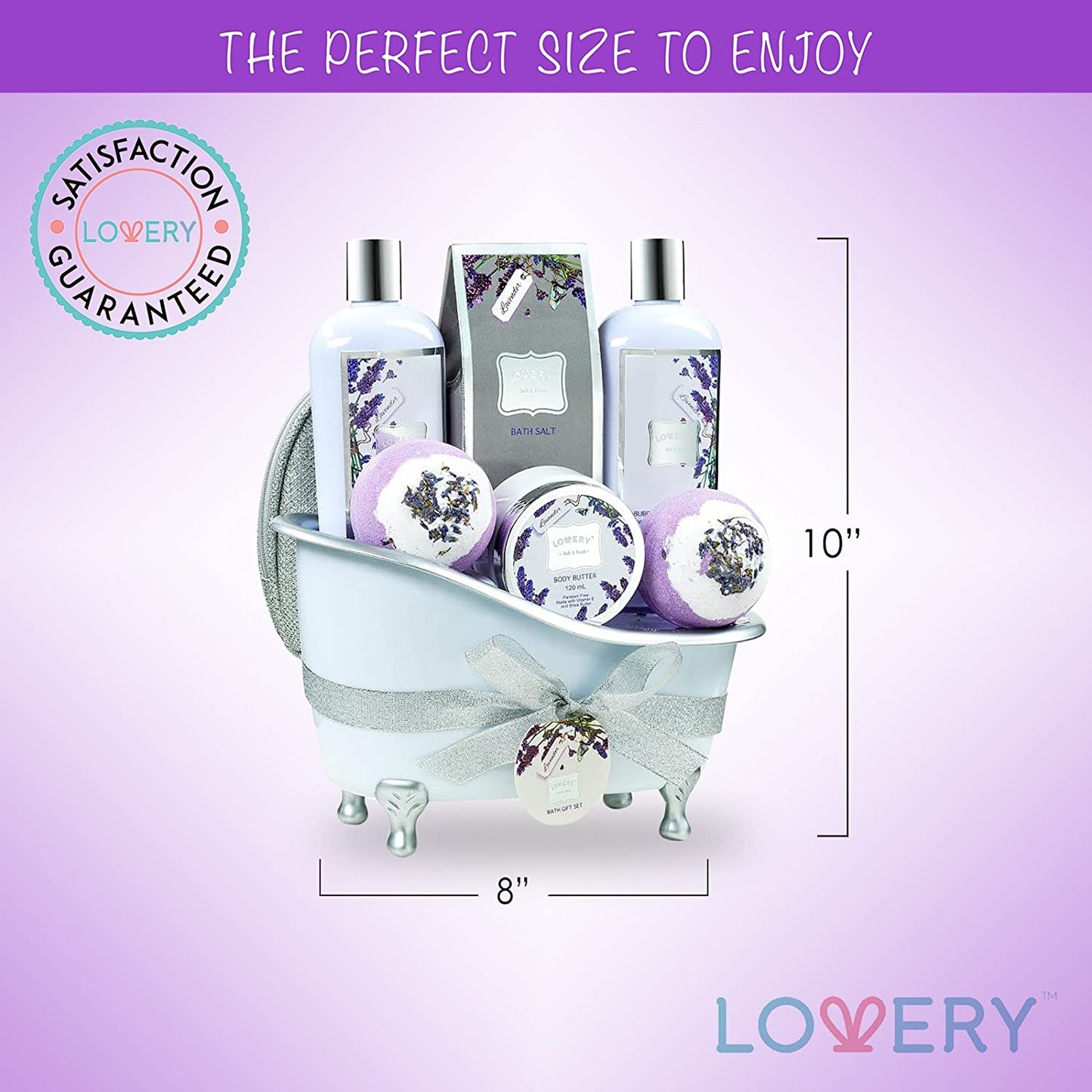 Lovery bath gift set, bath gift set, Lavender & Jasmine Spa Set, Luxury Body Care Collection, Exquisite Bath Aromas, Soothing Fragrance Essentials, 9-Piece Spa Gift, Travel-Size Spa Kit, Lavender & Jasmine Beauty, Retro Chic Tub Presentation, Paraben-Free Spa Essentials, Cruelty-Free Spa Care