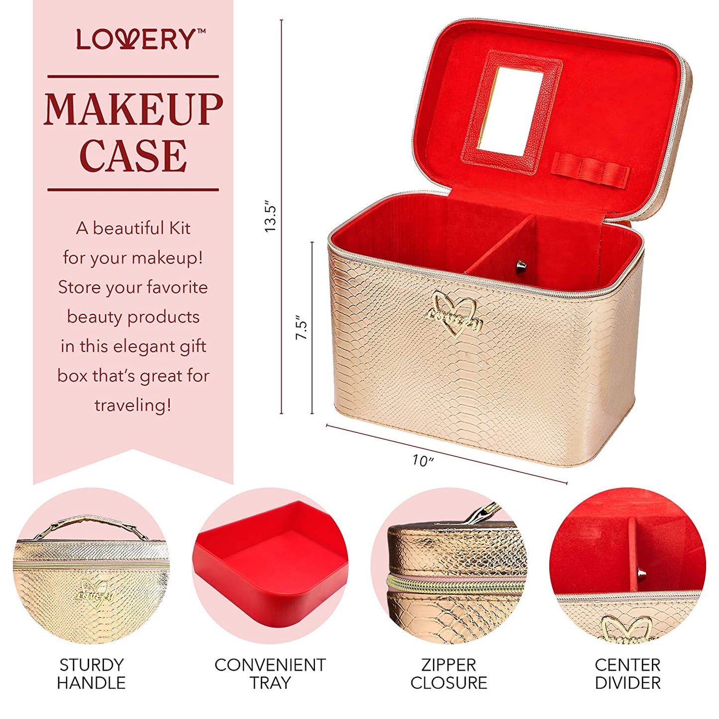 Pink Grapefruit Home Bath and Makeup Kit - 18Pc Train Case Gift Set