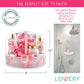 lovery Wild Rose Bath Gift Set, Wild Rose Bath Gift Set, Raspberry & Rose Bath Set, Metal shower caddy, Luxury bath kit items, Wild Rose spa essentials, Raspberry Leaf bath products, Complete spa set view, Lovery's spa kit display, Rose-infused spa products, Bath set with caddy, Elegant bath gift contents
