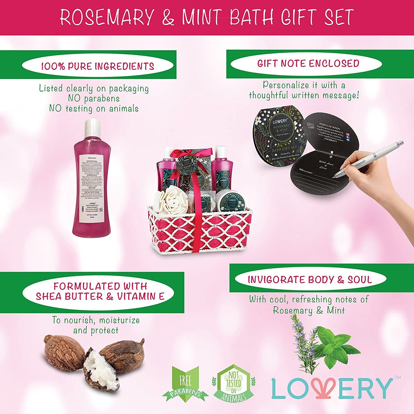 Rosemary and Mint Gift Set  - 9Pc Home Spa Kit