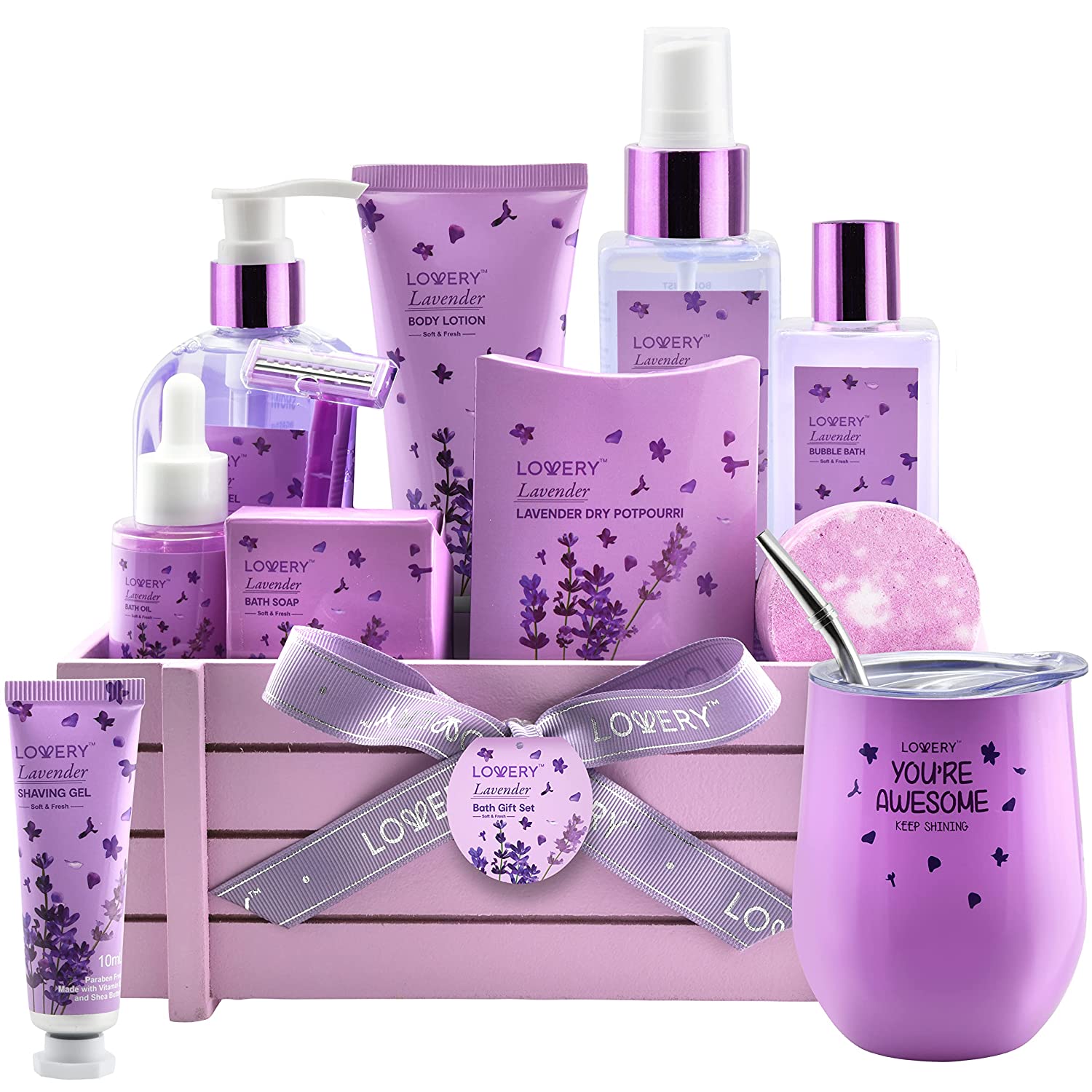 Pampering Vanilla Lavender Luxury Gift Set, Relaxation Gifts for Women,  Body Oil & Spray Custom Scented SPA GIFT Set, Gift Basket for Moms