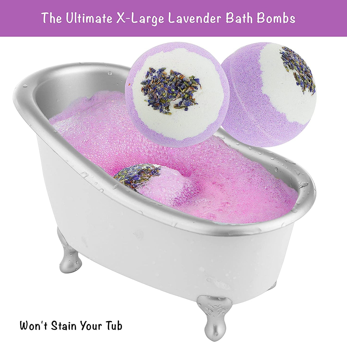 Lovery bath gift set, bath gift set, Ultimate X-Large Lavender Bath Bombs, Luxury Body Care Collection, Exquisite Bath Aromas, Soothing Fragrance Essentials, 2-Piece Bath Bomb Gift, Travel-Size Spa Kit, Lavender Beauty, Silver Display Bathtub Presentation, Paraben-Free Spa Essentials, Cruelty-Free Spa Care