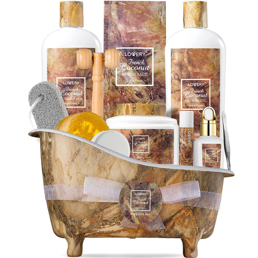 French Coconut Gift Basket - 13Pc Spa Kit