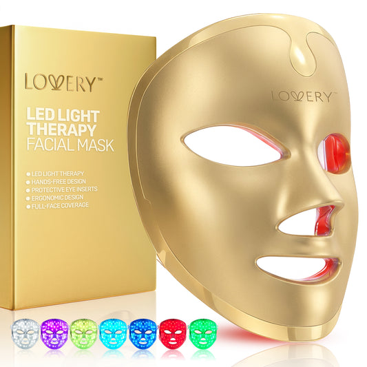 Gold 7-Color LED Light Therapy Facial Mask for Radiant Skin - Luxury Beauty Gift for Women - Hands-Free Skincare Device for Fine Lines & Anti-Wrinkle
