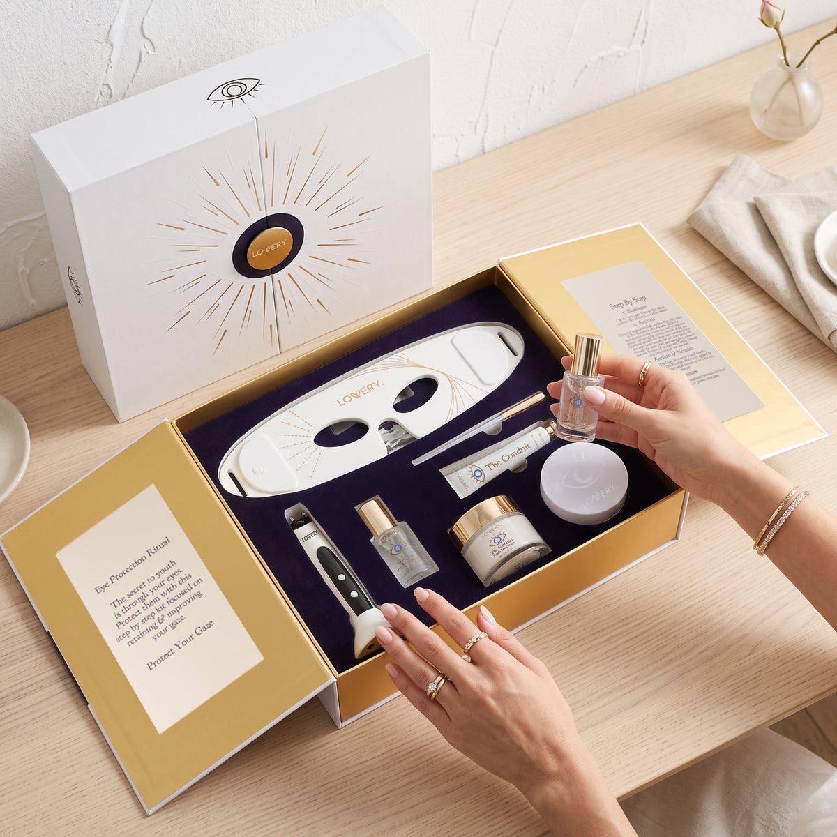 Eye Protection Ritual 8pc Luxury Eye Care Gift Set with Red Light Therapy Eye Mask, Microcurrent Wand, Peptide Eye Serum – Anti-Aging & Anti-Wrinkle 