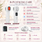6-in-1 Proffesional RF Collagen Facial Skincare Device with Red & Blue LED Light Therapy, EMS, Cooling & Vibration Massage – Face Lift & Firming Wand