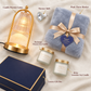 Luxury Self Care Gift Set for Women with Candle Warmer Lamp, 2 Lavender and Freesia Soy Candles & Plush Throw Blanket - Relaxation Spa Gift Box