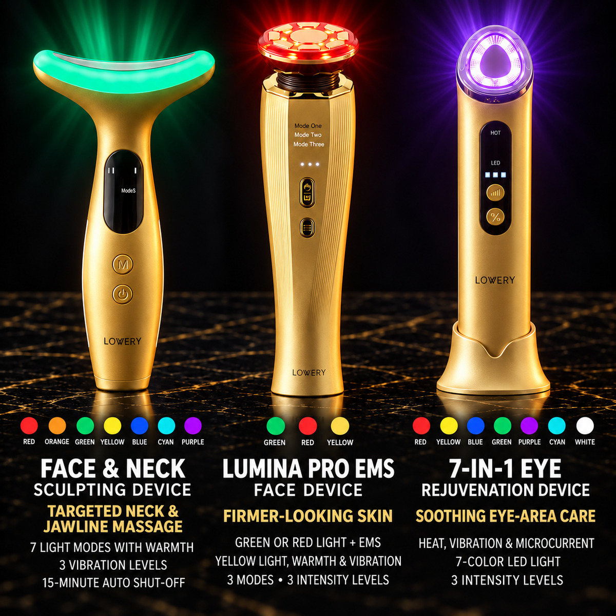 24K Gold 12pc LED Red Light Therapy, EMS & Microcurrent Skincare Tools Tech Device Luxury Gift Set - Face Mask, Heated Gua Sha, Sculptor, Serum & More