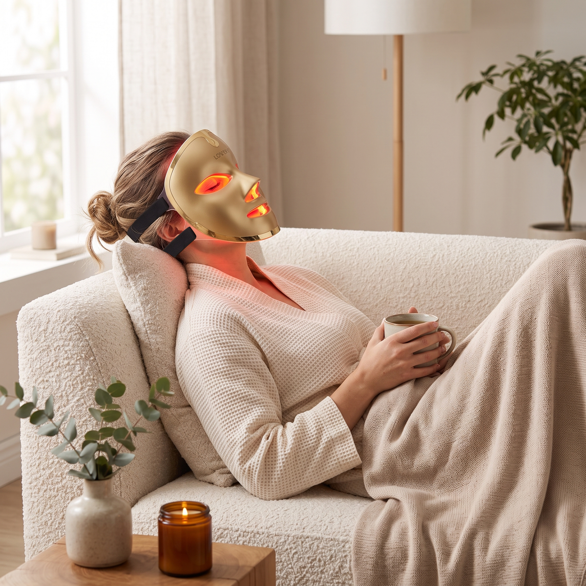 Gold 7-Color LED Light Therapy Facial Mask for Radiant Skin - Luxury Beauty Gift for Women - Hands-Free Skincare Device for Fine Lines & Anti-Wrinkle