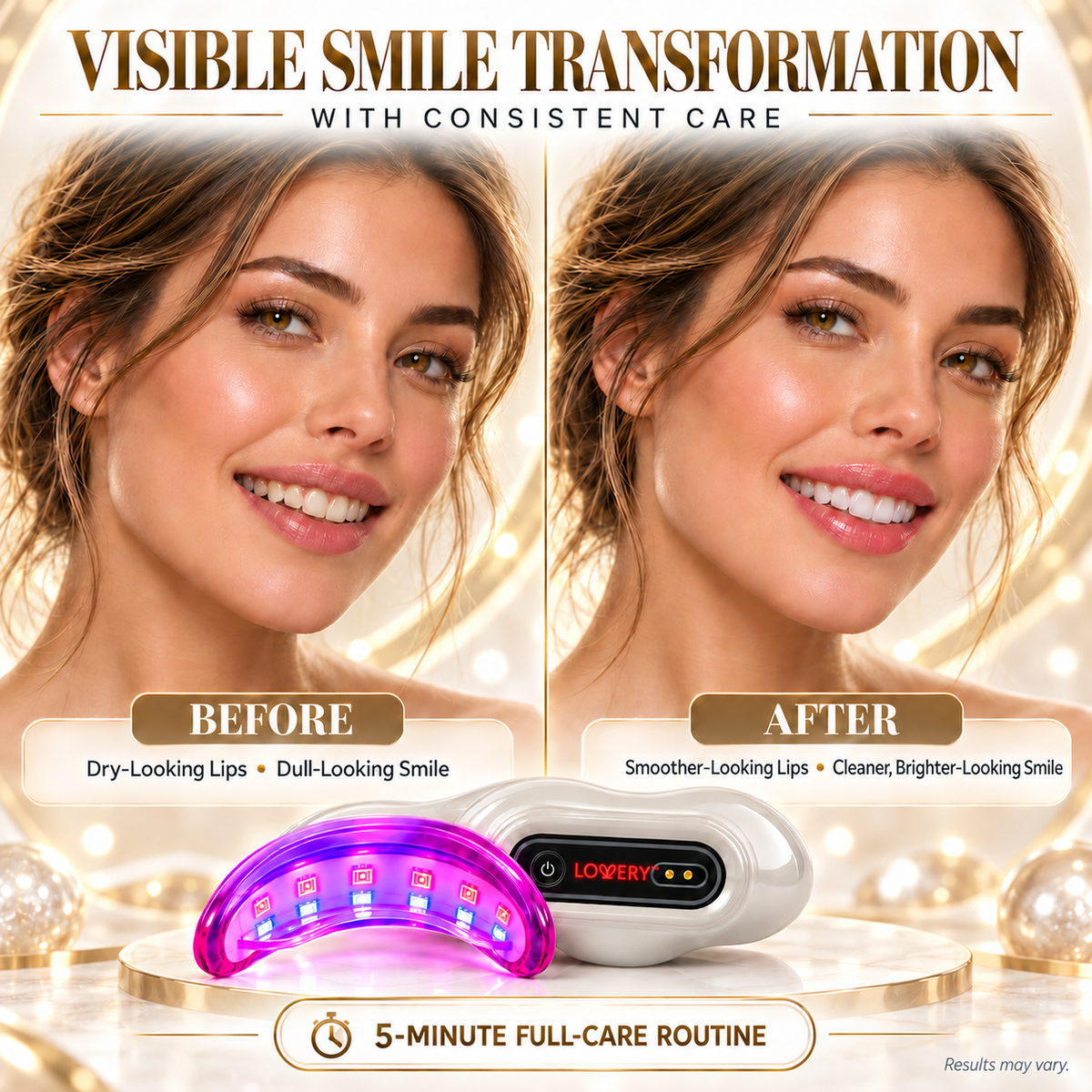 Oral Red Light Therapy Device for Gums, Teeth & Lips, Rechargeable Handheld Near-Infrared 660nm 850nm LED Oral Care with Silicone Mouthpiece, 4 Modes