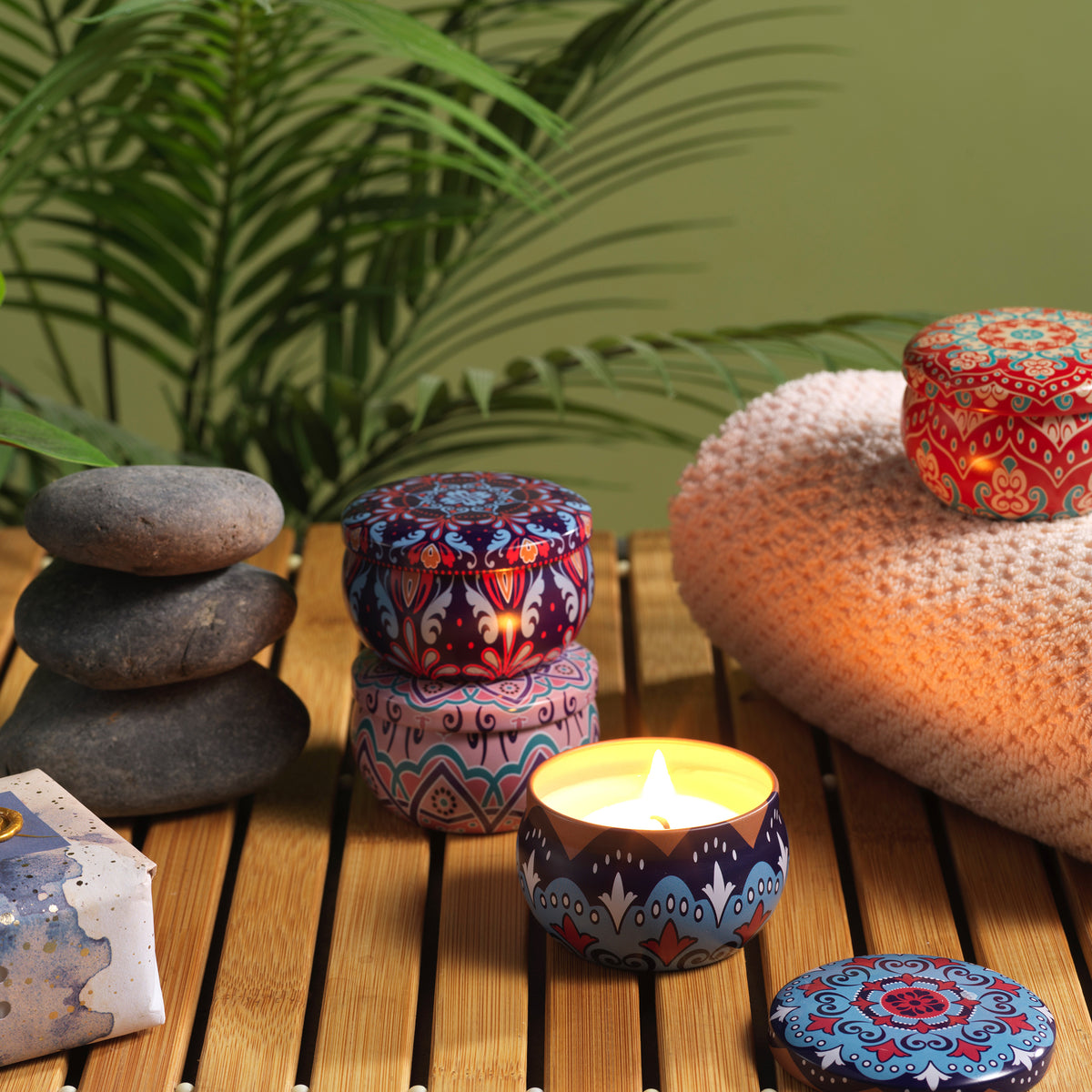 Soy Scented Candles – 5Pc Aromatherapy Tin Can Candle – Gifts