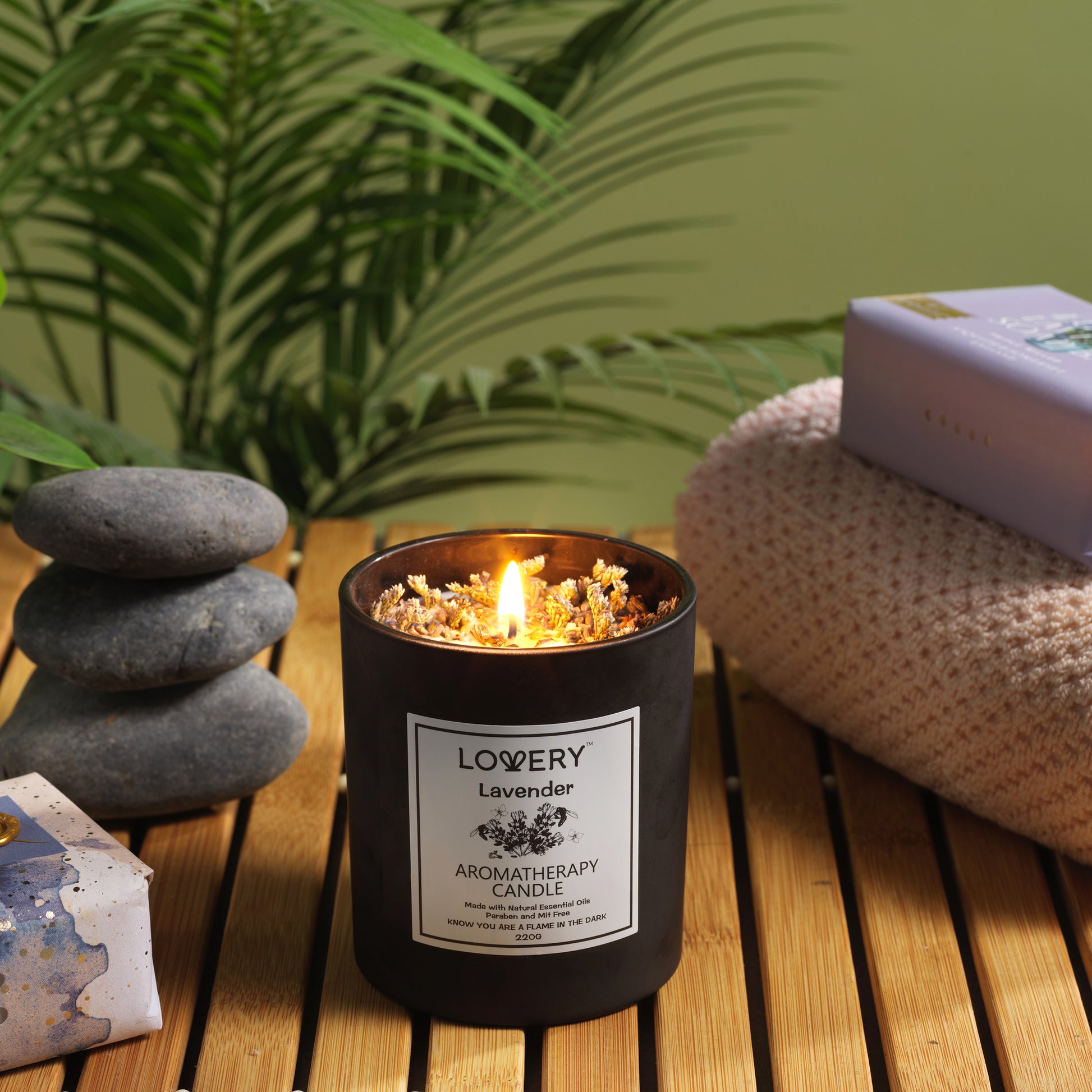 Lavender Scented Candle with Dried Flowers Birthday Candles – Lovery