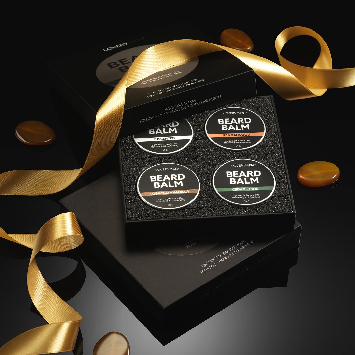 Mens Beard Balm Gift Set - 4Pc All Natural Beard Wax