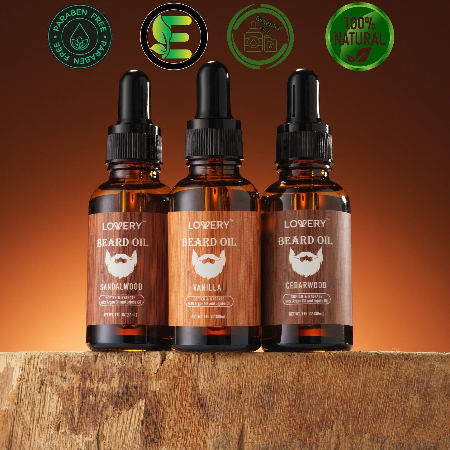 Mens Beard Oil Gift Set - 3Pc Beard Oils with Argan and Jojoba