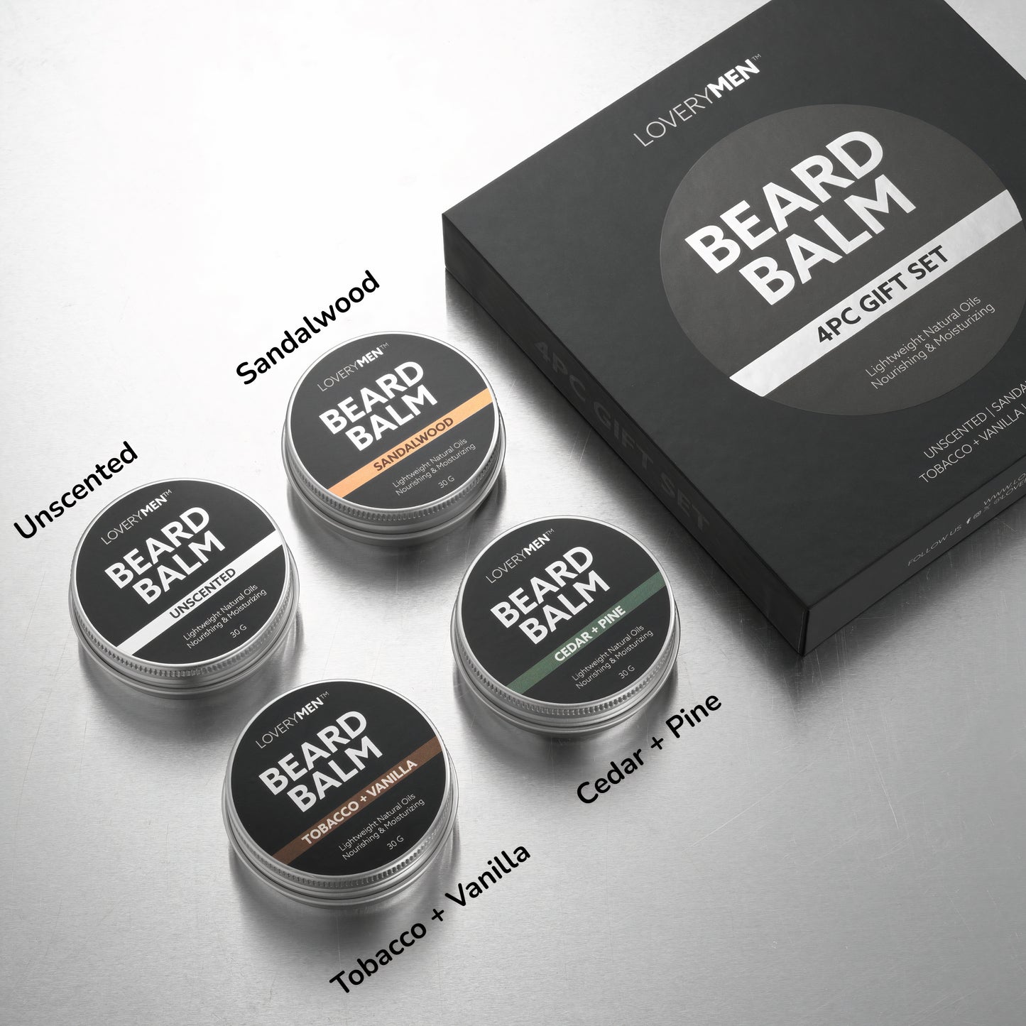 Mens Beard Balm Gift Set - 4Pc All Natural Beard Wax