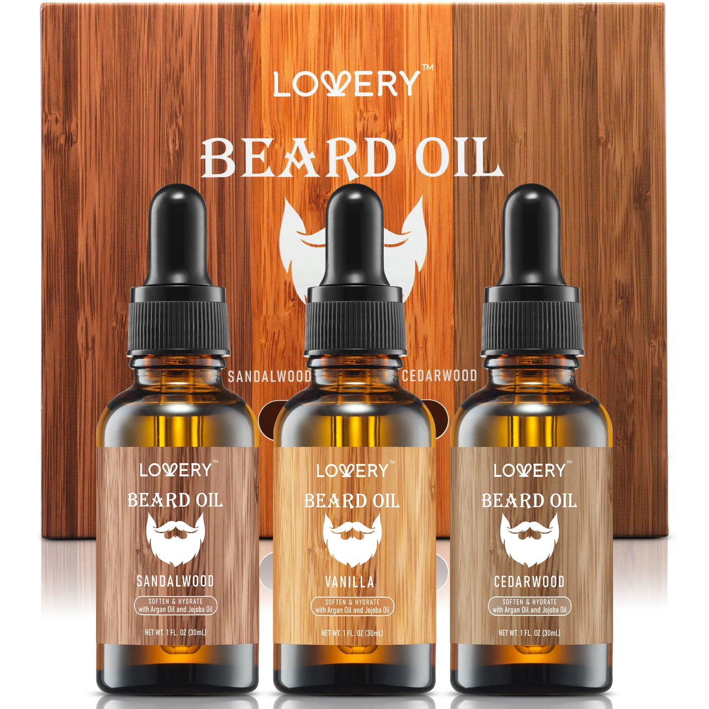 Mens Beard Oil Gift Set - 3Pc Beard Oils with Argan and Jojoba