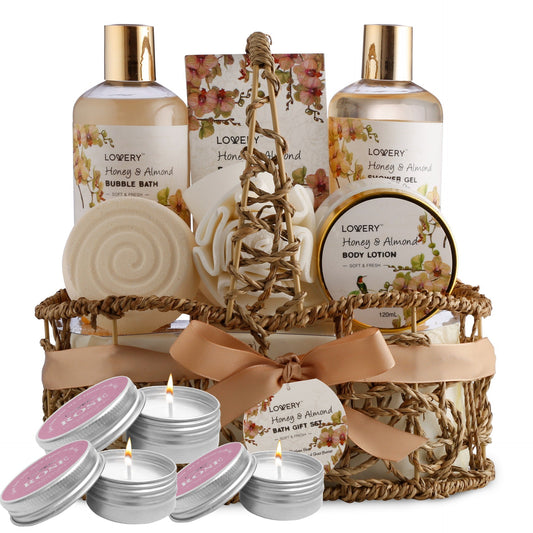 Honey & Almond Handmade Body Care Set - 10Pc Deluxe Home Bath Gift