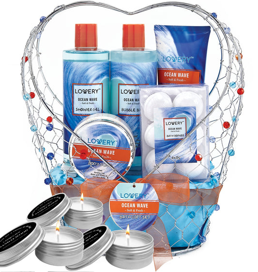 Ocean Wave Deluxe Home Spa Kit - 11Pc Jeweled Heart Set