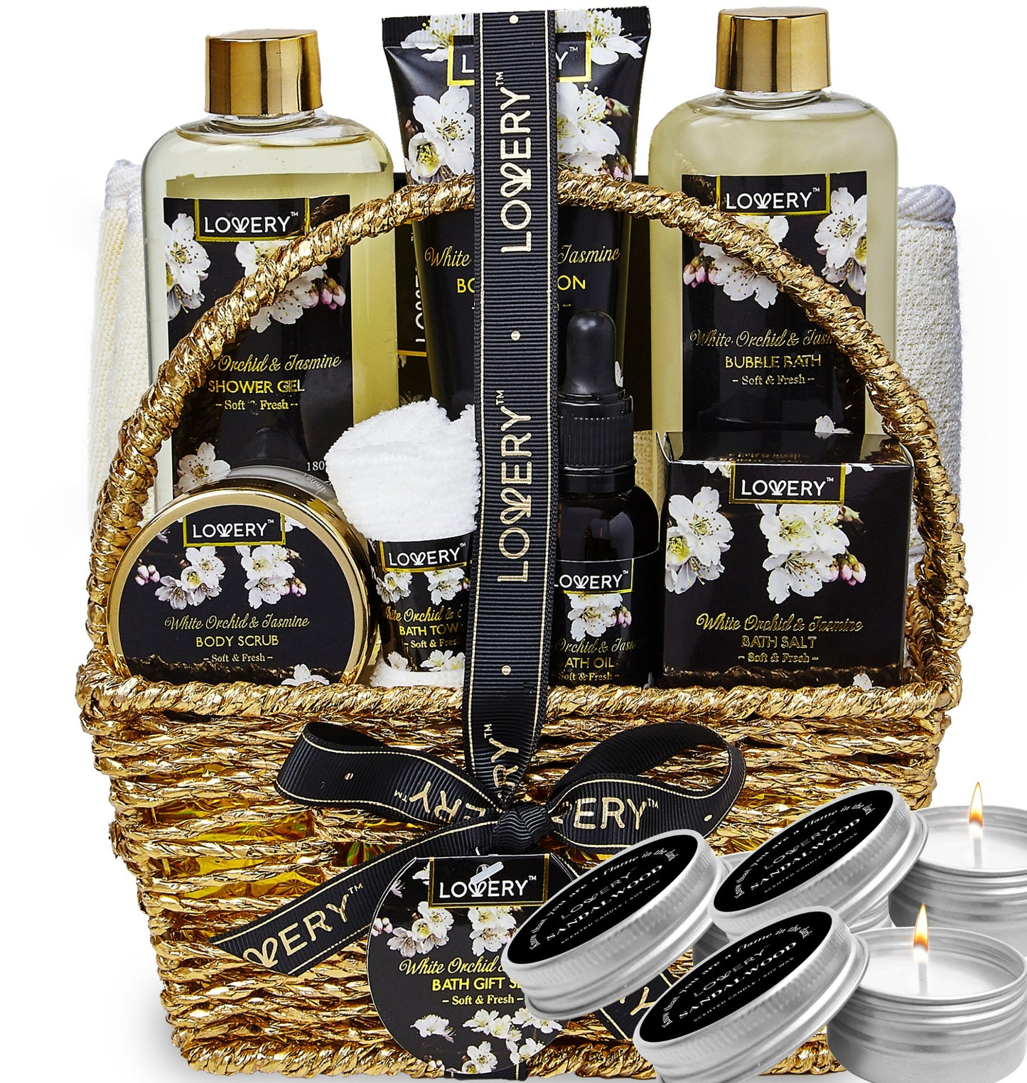White Orchid Home Bath Set - 11Pc Deluxe Gift Basket